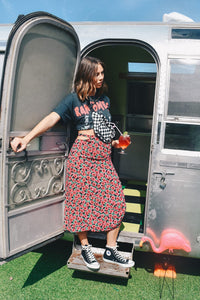FOR LOVE & LEMONS | Barolo Midi Skirt - Red