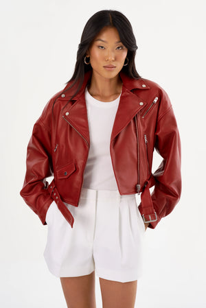 LAMARQUE | Dylan 80's Biker Jacket - Ruby Red