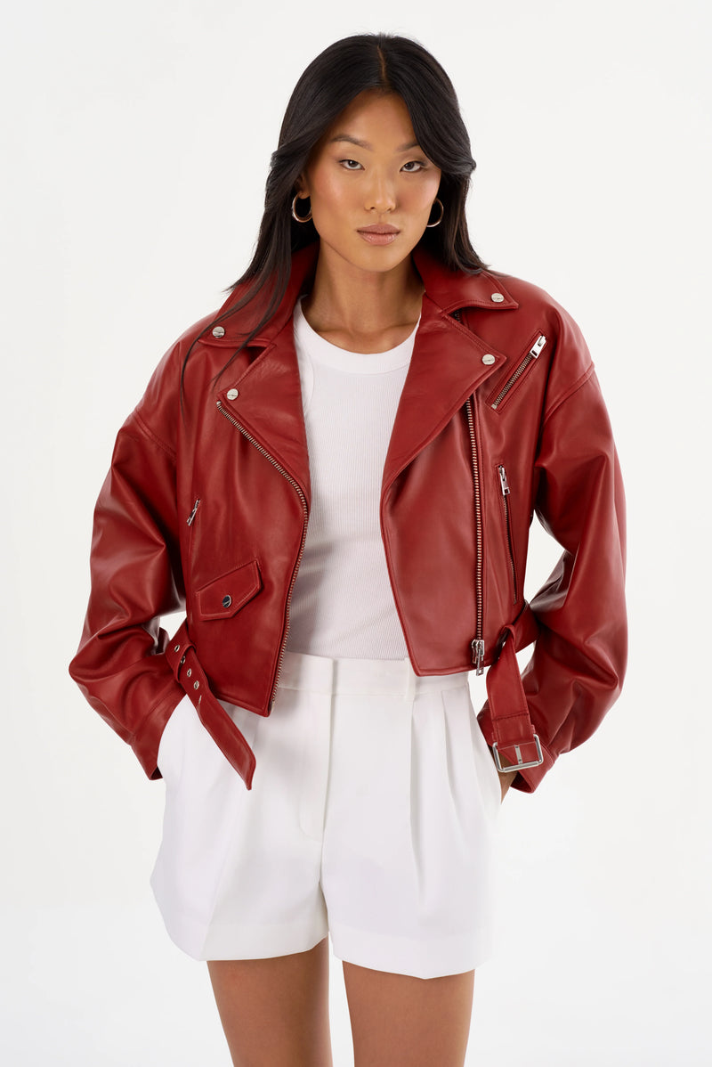LAMARQUE | Dylan 80's Biker Jacket - Ruby Red