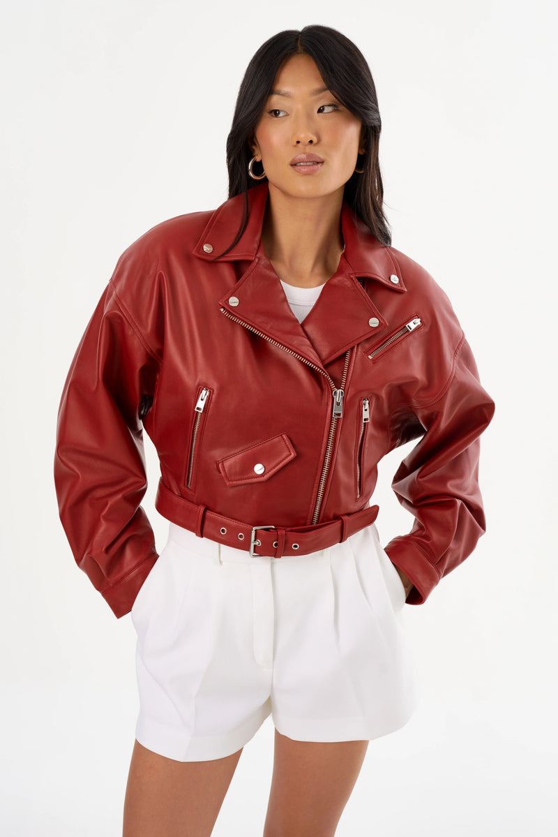 LAMARQUE | Dylan 80's Biker Jacket - Ruby Red