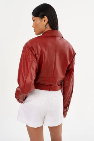 LAMARQUE | Dylan 80's Biker Jacket - Ruby Red