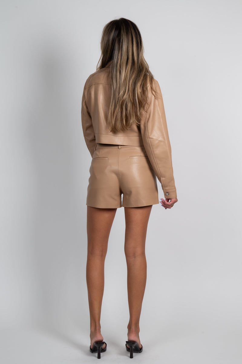 LAMARQUE | Kaldie Leather Trouser Short- Camel