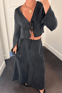 Slate Set Tie Top - Charcoal