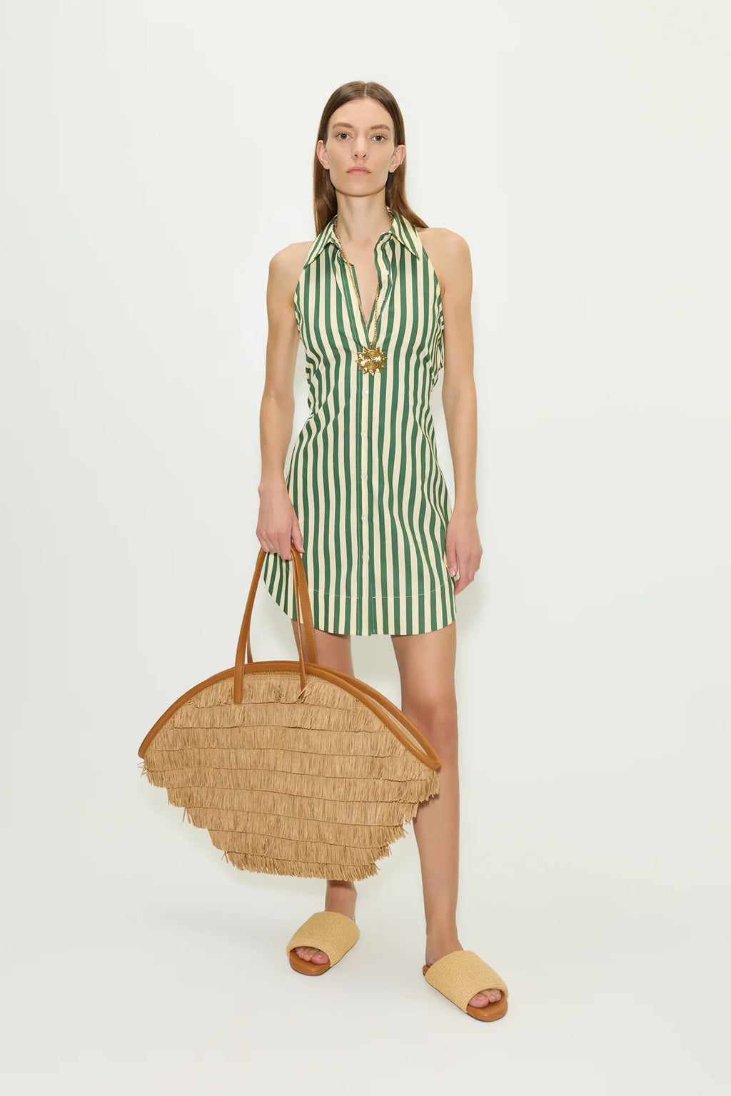 SIMON MILLER | Loch Sleeveless Mini Dress - Green / Ecru