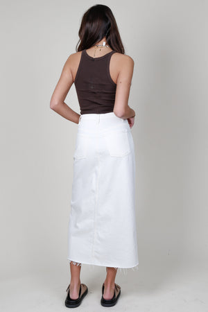 FRAME | The Midaxi Skirt Angled Seam Raw - Cream