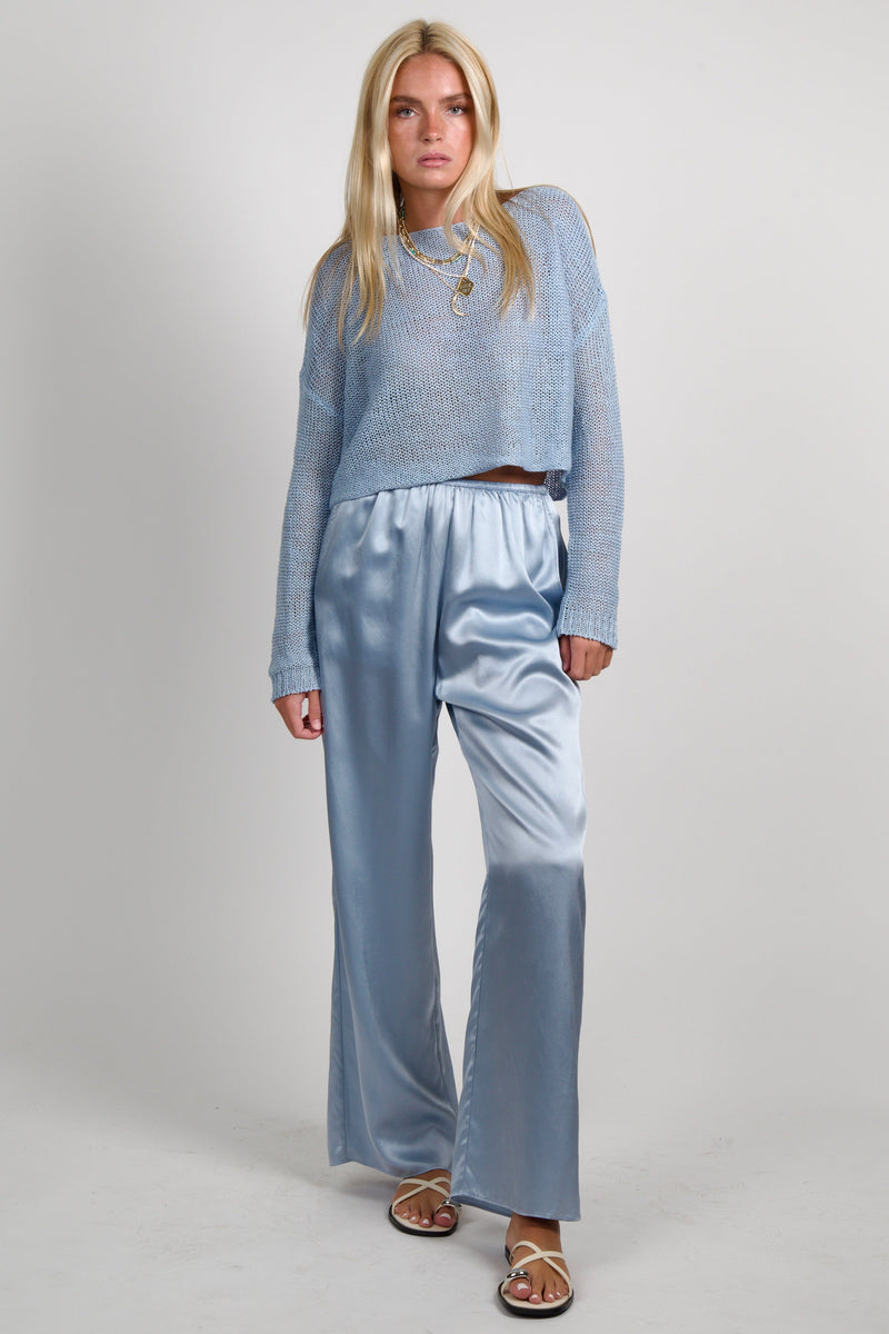 ENZA COSTA | Linen Open Knit Bateau Sweater - Sky