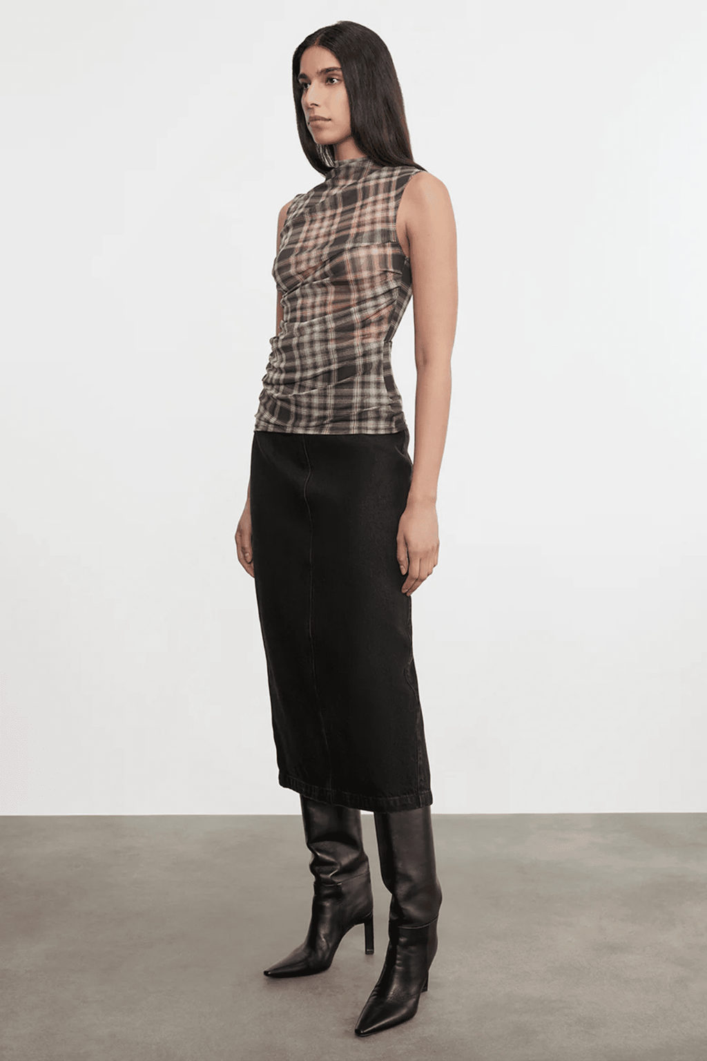 ENZA COSTA | Mesh Sleeveless Tank - Plaid