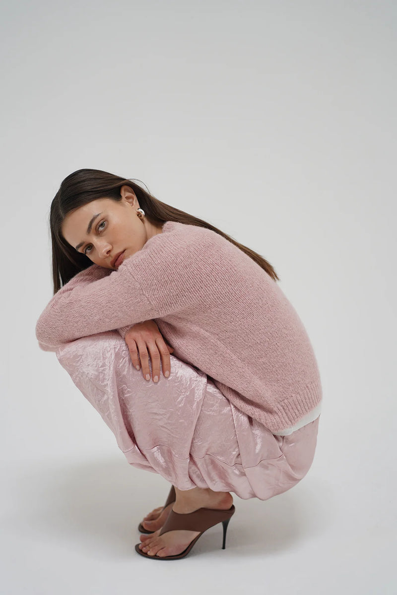 LNA | Eva Shine Skirt - Rosewater Shine