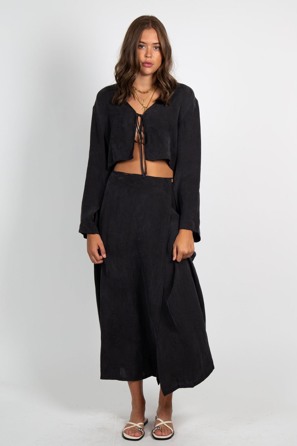 Slate Set Tie Top - Charcoal