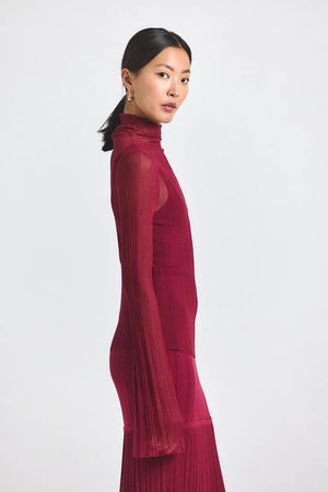 DEREK LAM | Isolde Sheer Knit Sweater - Carmine