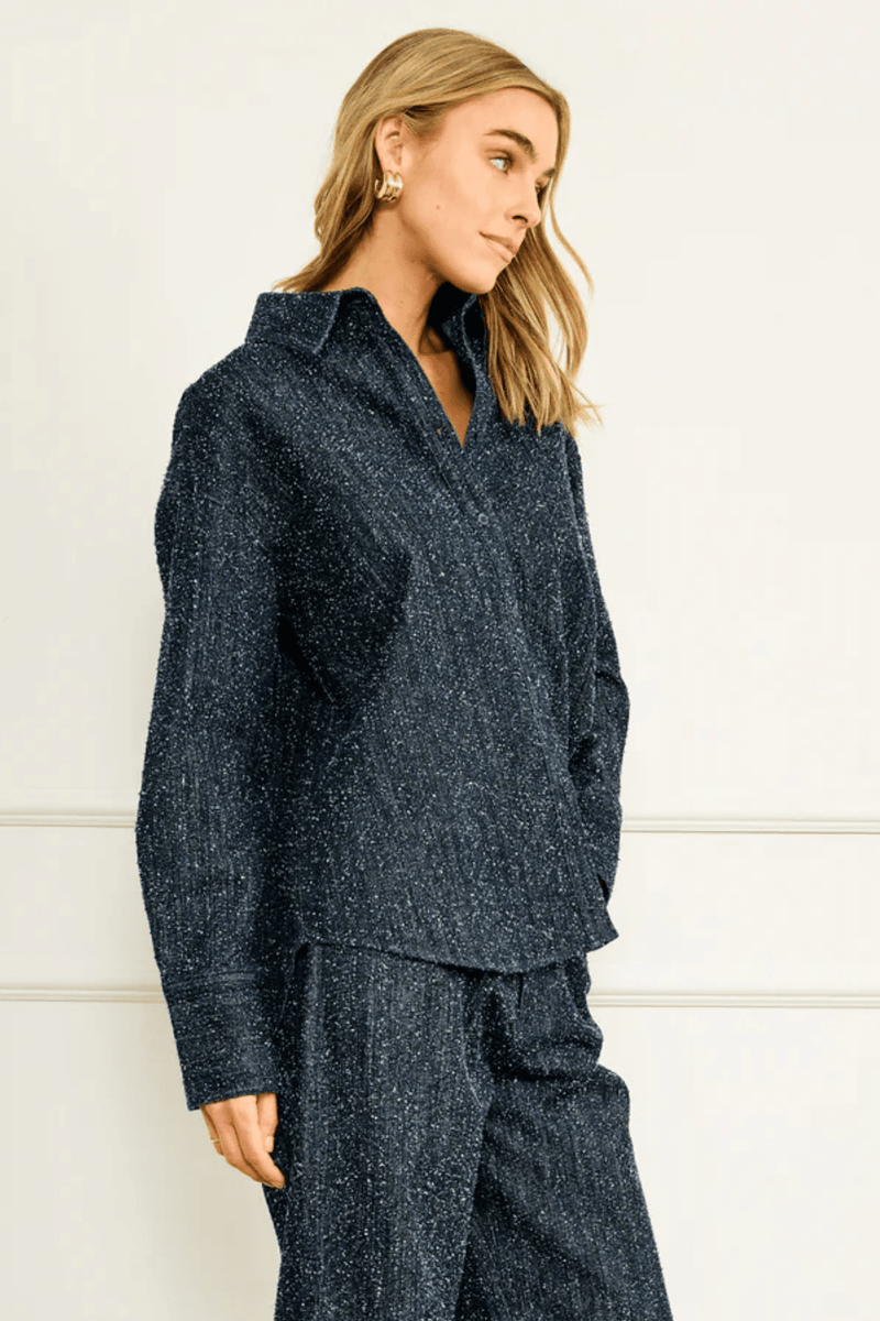 LINE & DOT | Nikki Pebbled Denim Shirt - Indigo