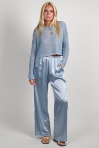 ENZA COSTA | Linen Open Knit Bateau Sweater - Sky