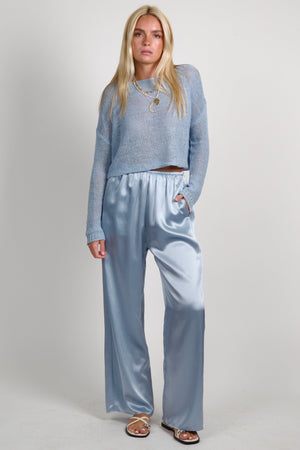ENZA COSTA | Linen Open Knit Bateau Sweater - Sky