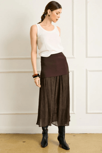LINE + DOT | Rhone Mix-Media Skirt - Espresso