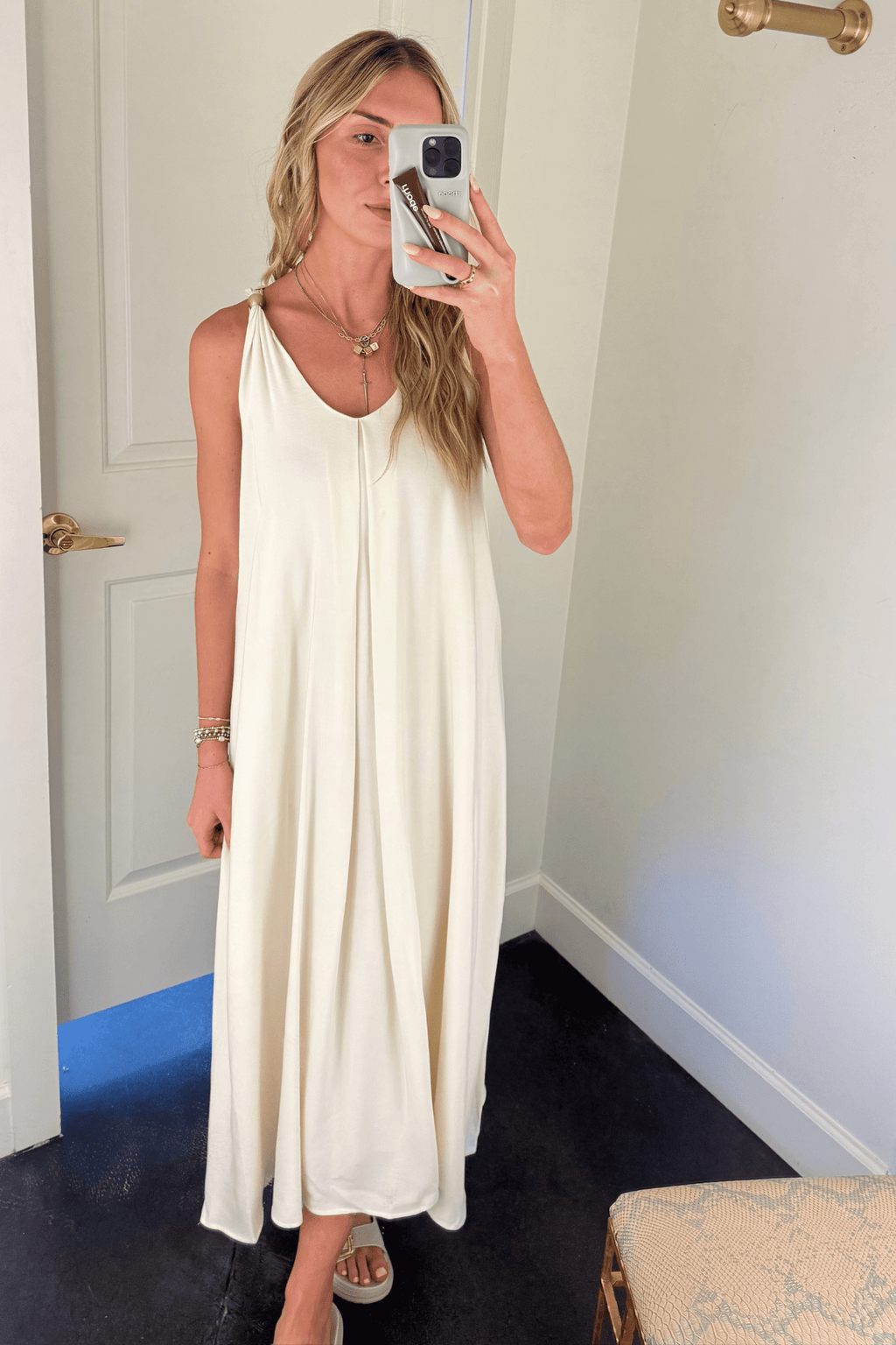 LUCY PARIS | Sutton Halter Bead Dress - Ivory