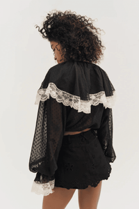 FOR LOVE & LEMONS | Daisy Eyelet Skort - Black