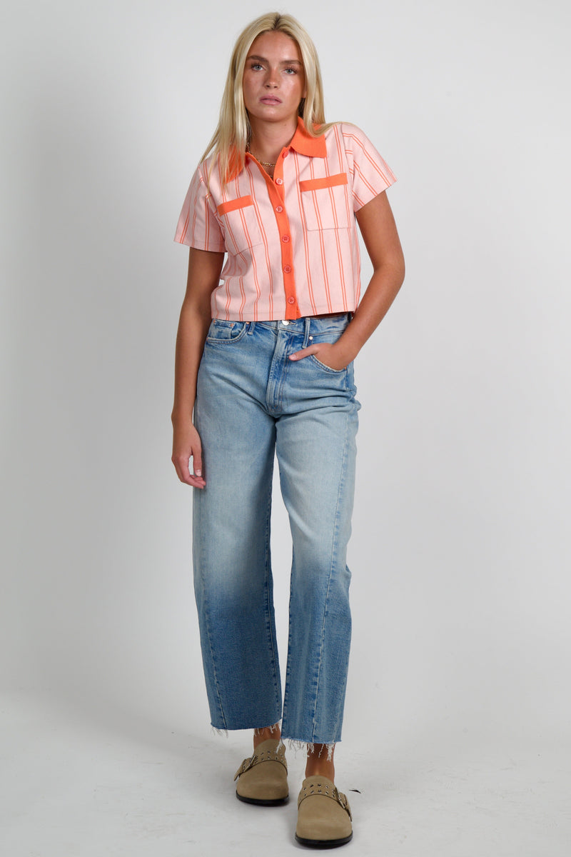 LINE & DOT | Rheba Stripe Sweater Top - Peach