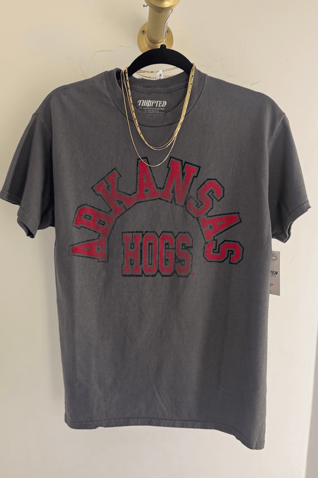 AR Razorbacks Thrifted Tee - Charcoal
