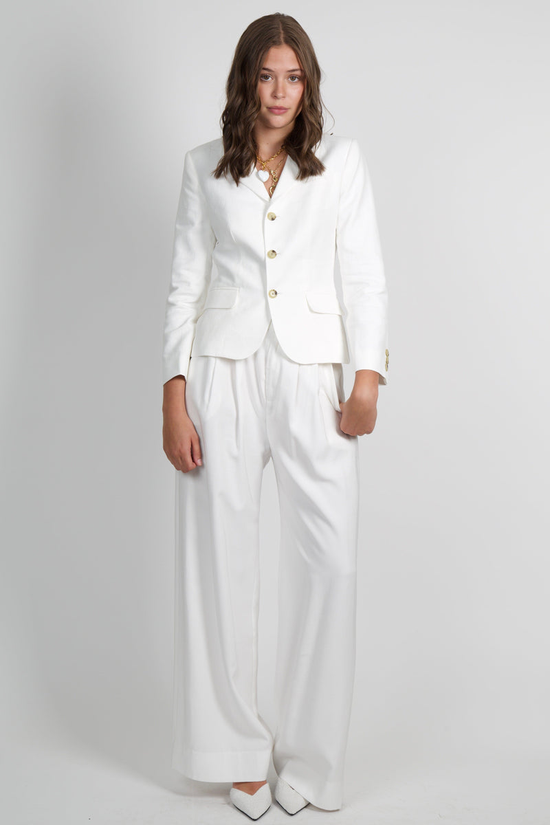 FRAME | The Linen Smart Blazer - White