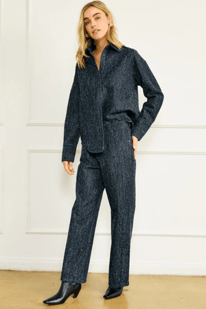 LINE & DOT | Nika Pebbled Denim Pants - Indigo