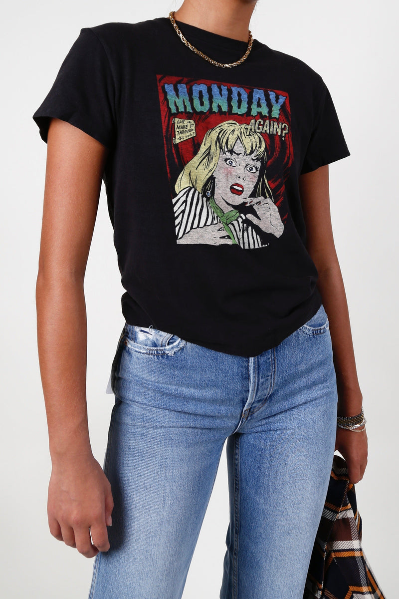 RE/DONE | "Monday Again" Classic Tee - Washed Black
