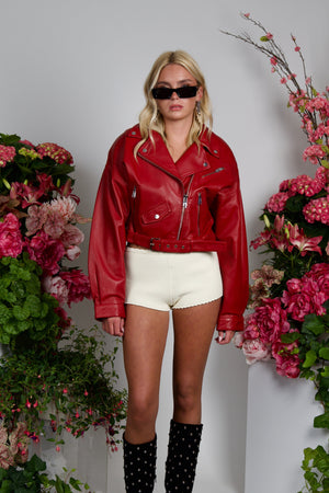 LAMARQUE | Dylan 80's Biker Jacket - Ruby Red