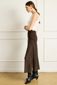 LINE + DOT | Rhone Mix-Media Skirt - Espresso