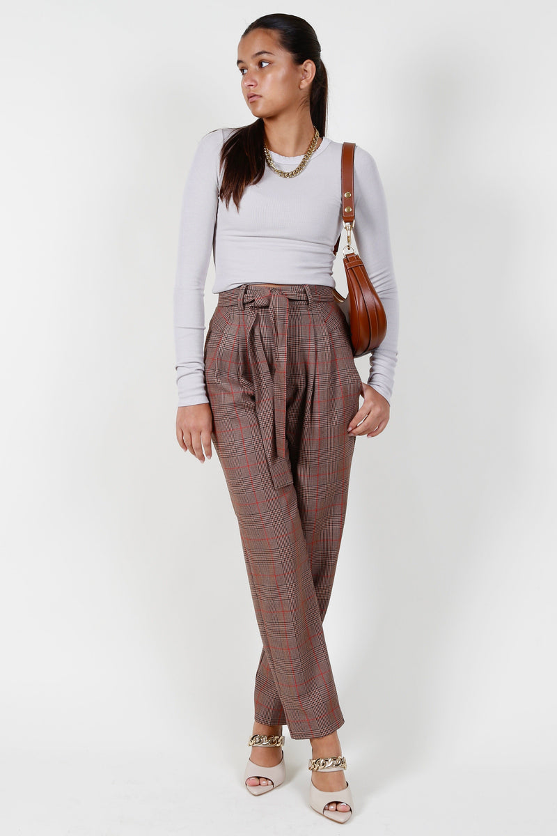 EQUIPMENT | Saree High Rise Tapered Trousers - Plaid