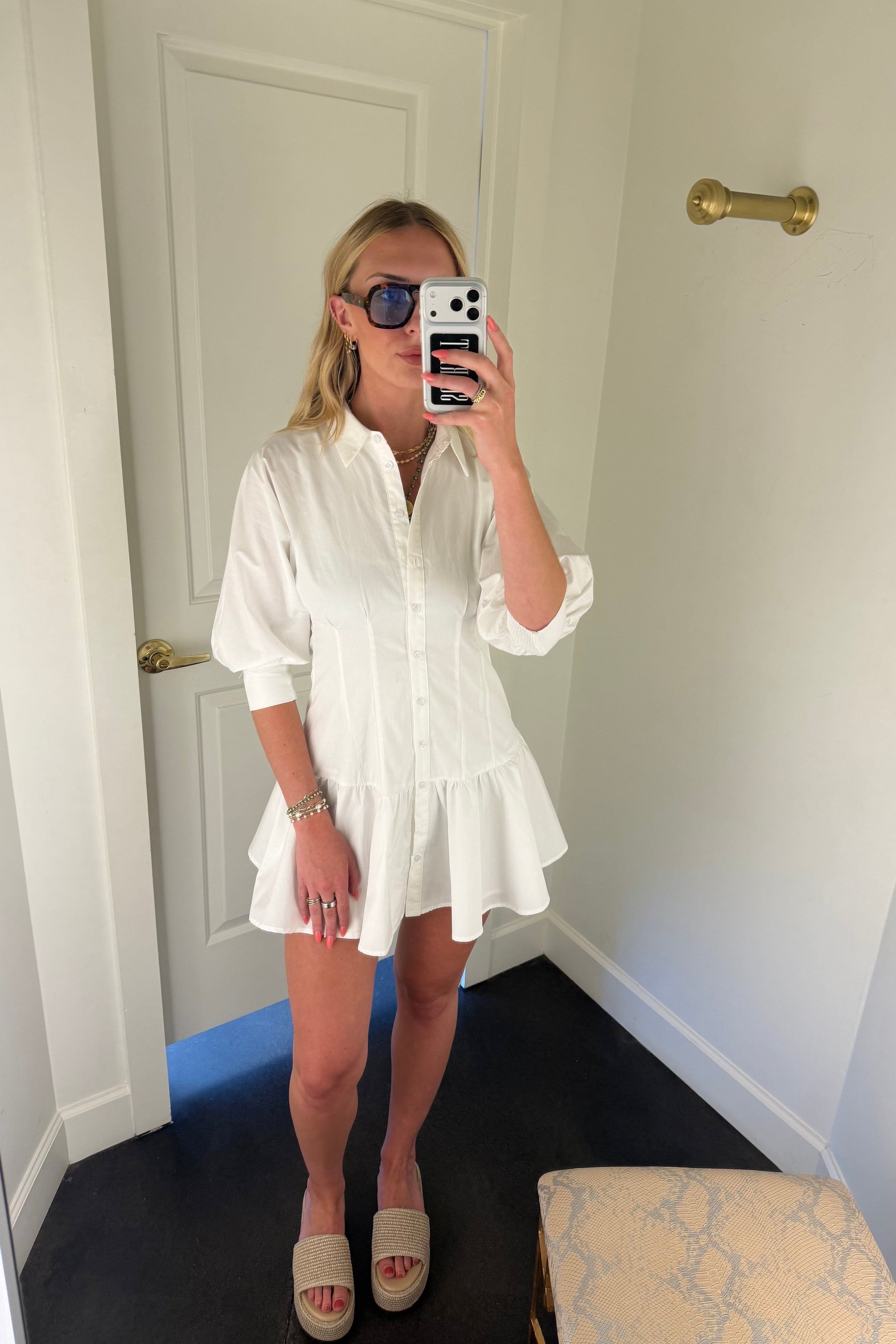 white drop waist shirt dress The Drop Waist Shirt Dress White / XXL