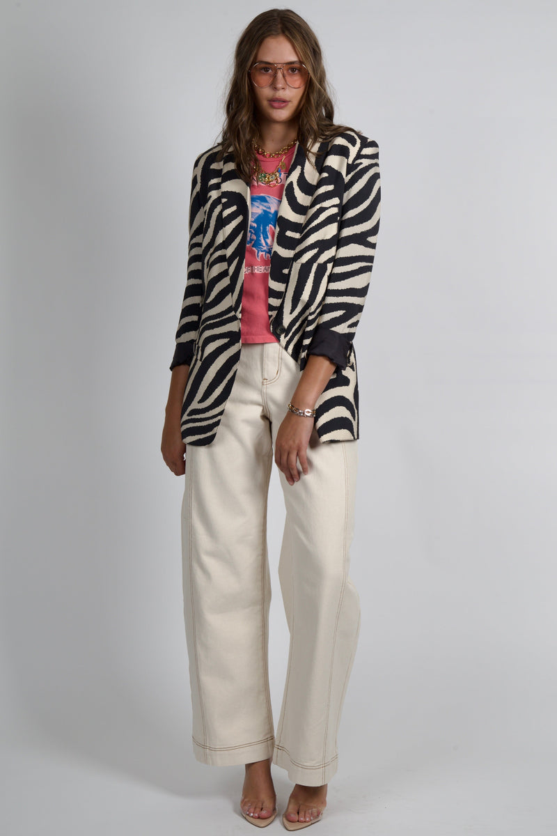 SMYTHE | Shawl Collar Oversized Blazer - Black/White
