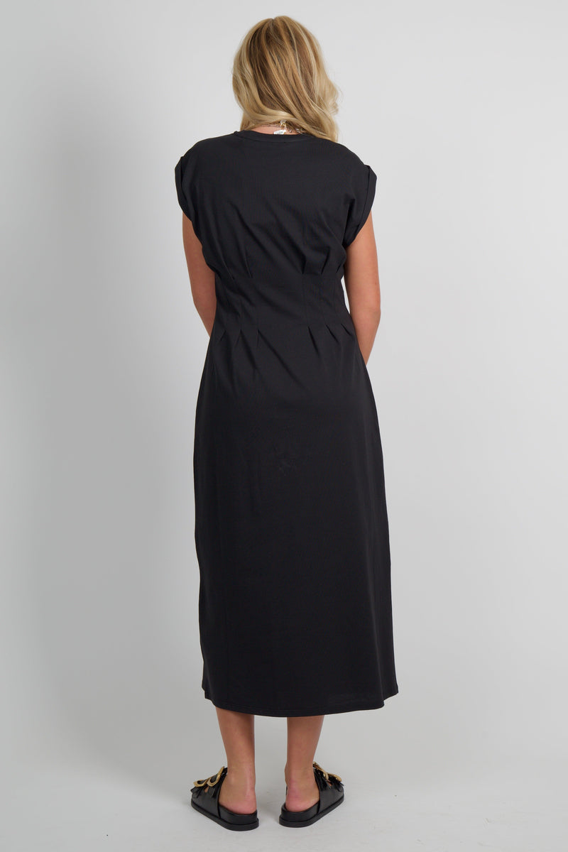 FRAME | The Jersey Nipped Dress - Black