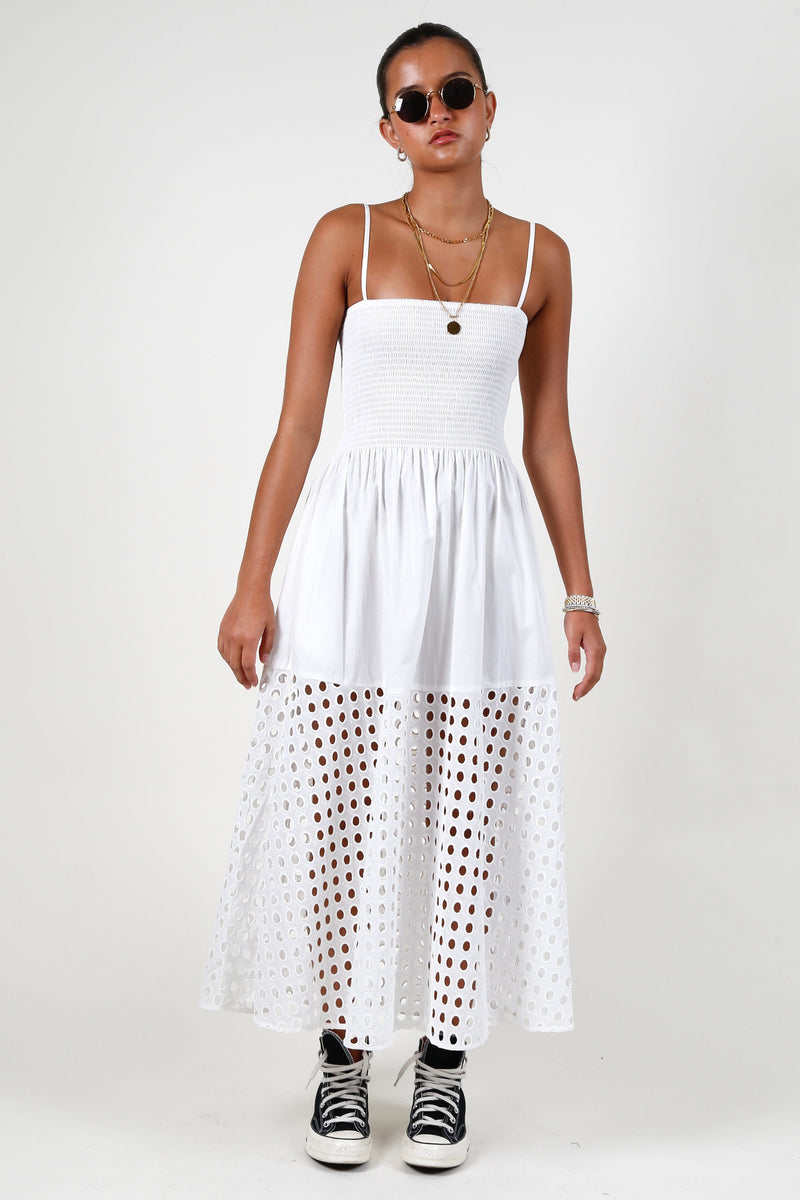 SOLID & STRIPED | The Kennedy Dress - Eyelet Marshmallow