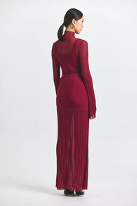 DEREK LAM | Romina Sheer Knit Layered Skirt - Carmine