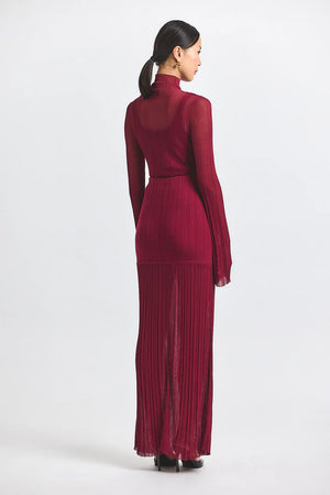 DEREK LAM | Romina Sheer Knit Layered Skirt - Carmine