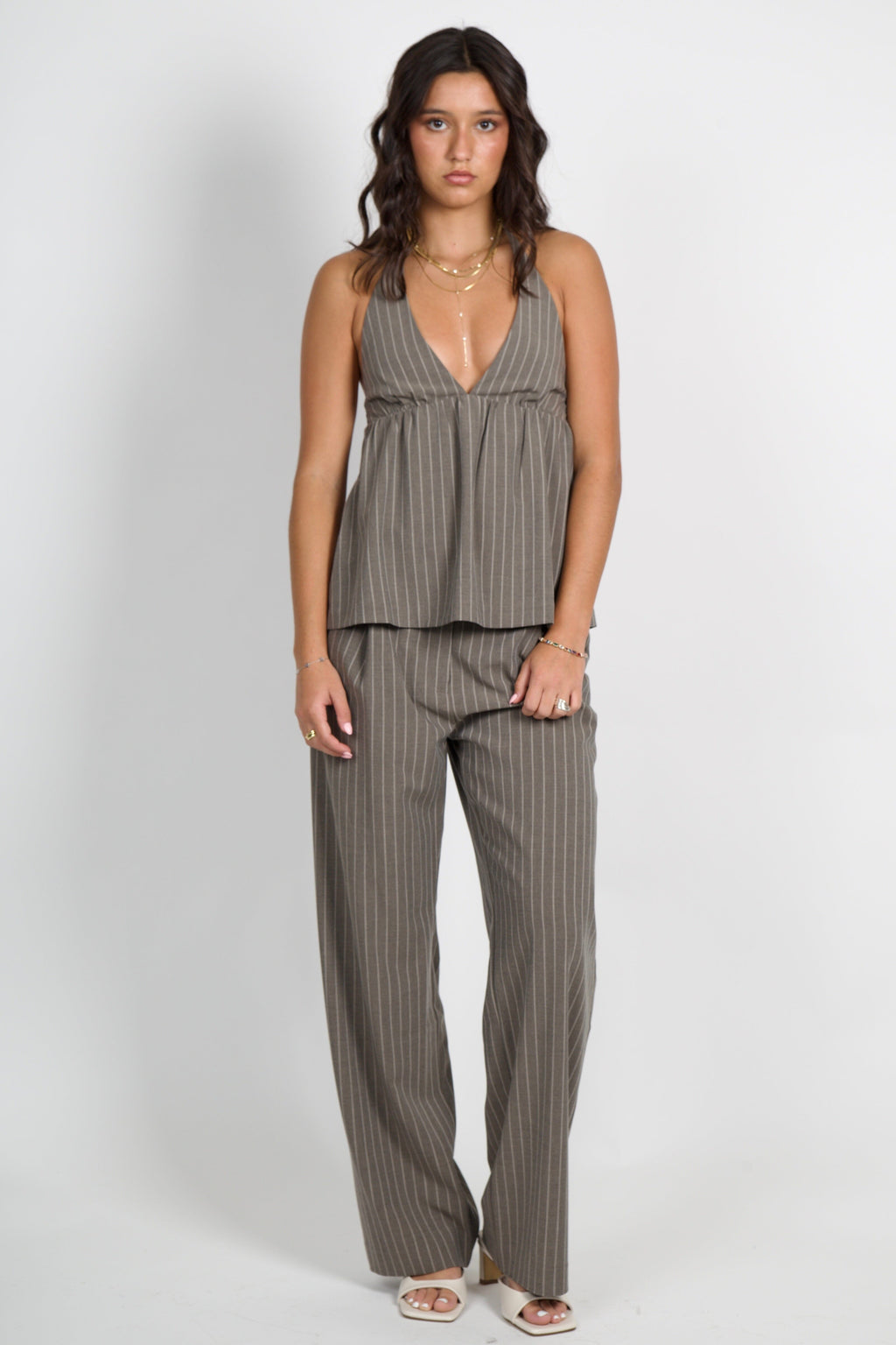 BEC + BRIDGE | Jonni Halter Top - Charcoal Stripe