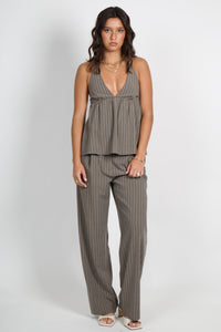 BEC + BRIDGE | Jonni Halter Top - Charcoal Stripe