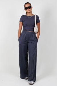 The Vanessa Wide Leg Sweats -Charcoal