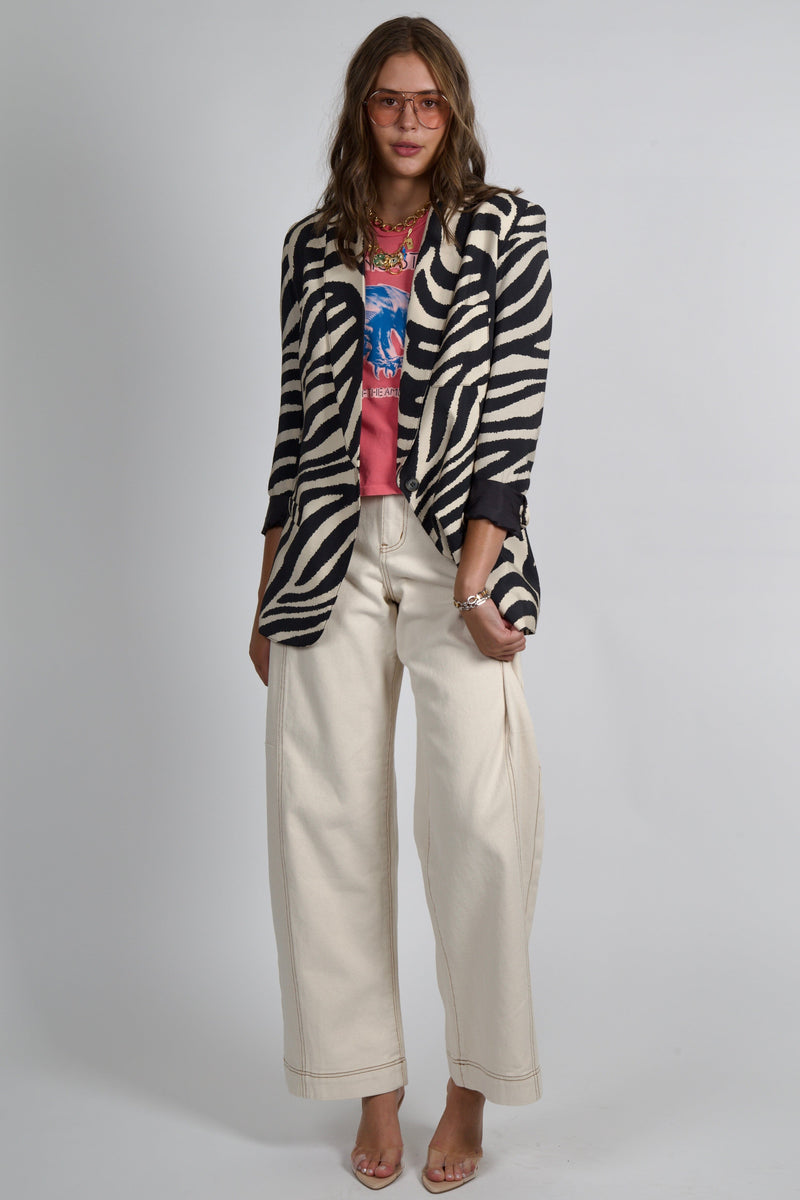SMYTHE | Shawl Collar Oversized Blazer - Black/White