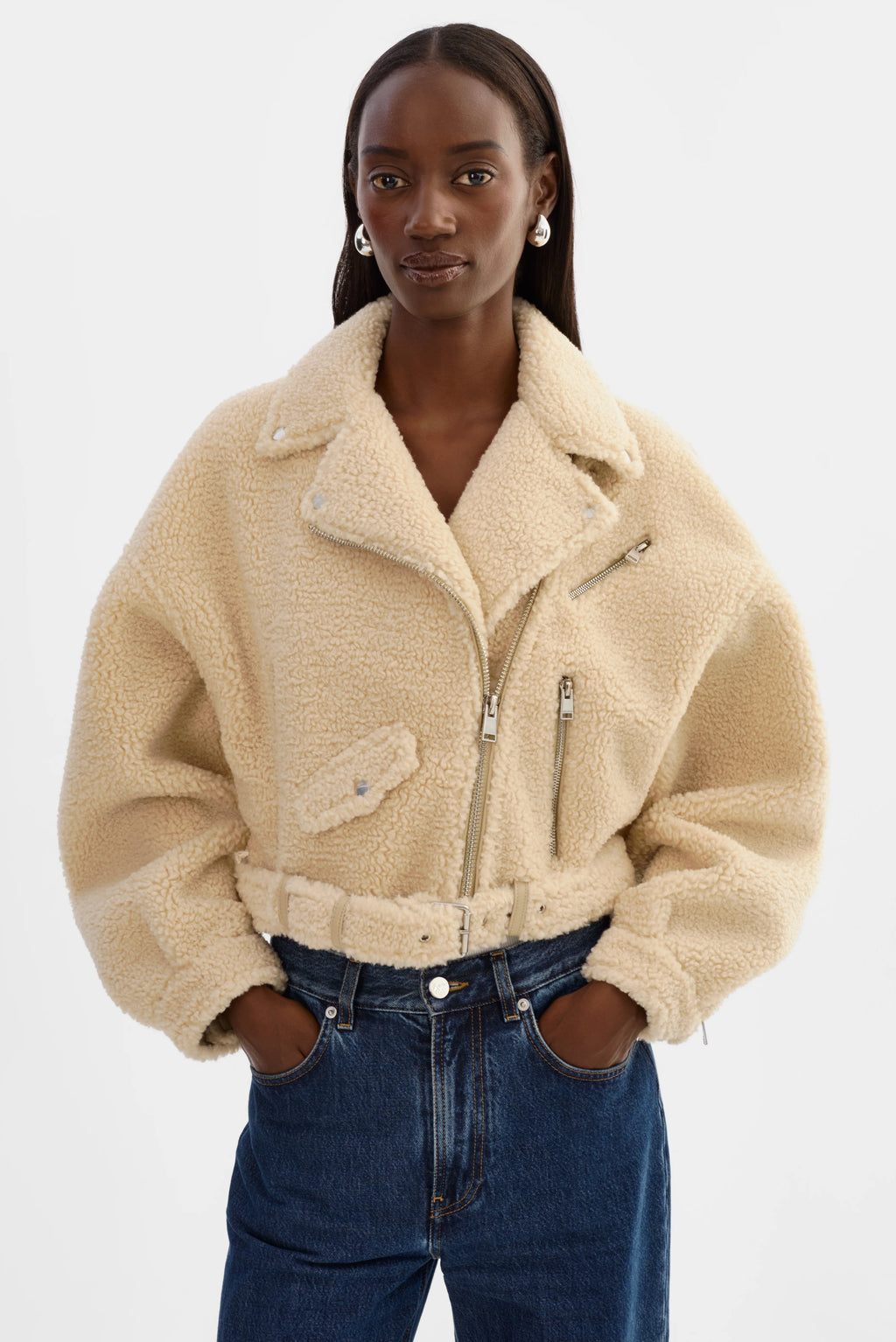 LAMARQUE | Sherpa Biker Jacket - Beige