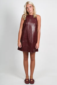 LUCY PARIS | Onyx Faux Leather Dress - Burgundy