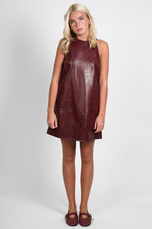 LUCY PARIS | Onyx Faux Leather Dress - Burgundy