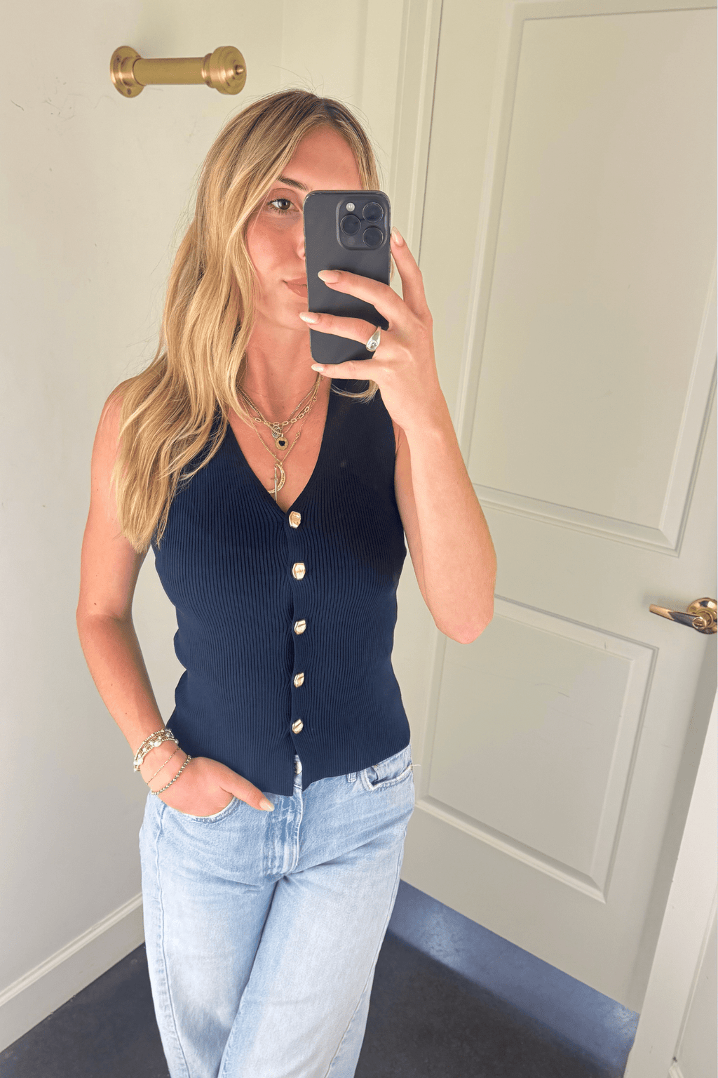 LUCY PARIS | Desmond Knit Top - Navy