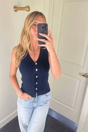 LUCY PARIS | Desmond Knit Top - Navy