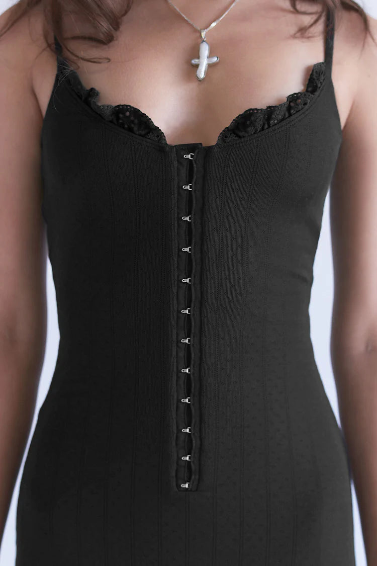 FRANKIES BIKINIS | Annabella Pointelle Bodysuit - Black
