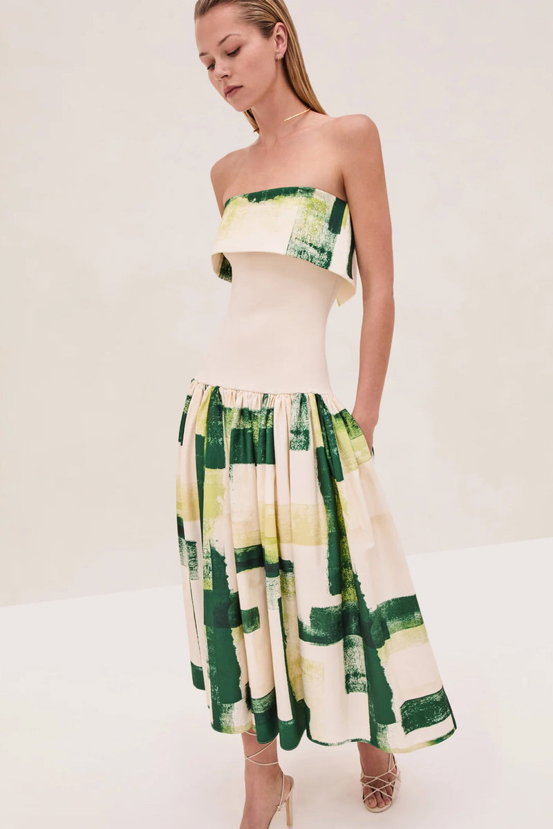 ALEXIS | Robia Dress - Green Brushstroke