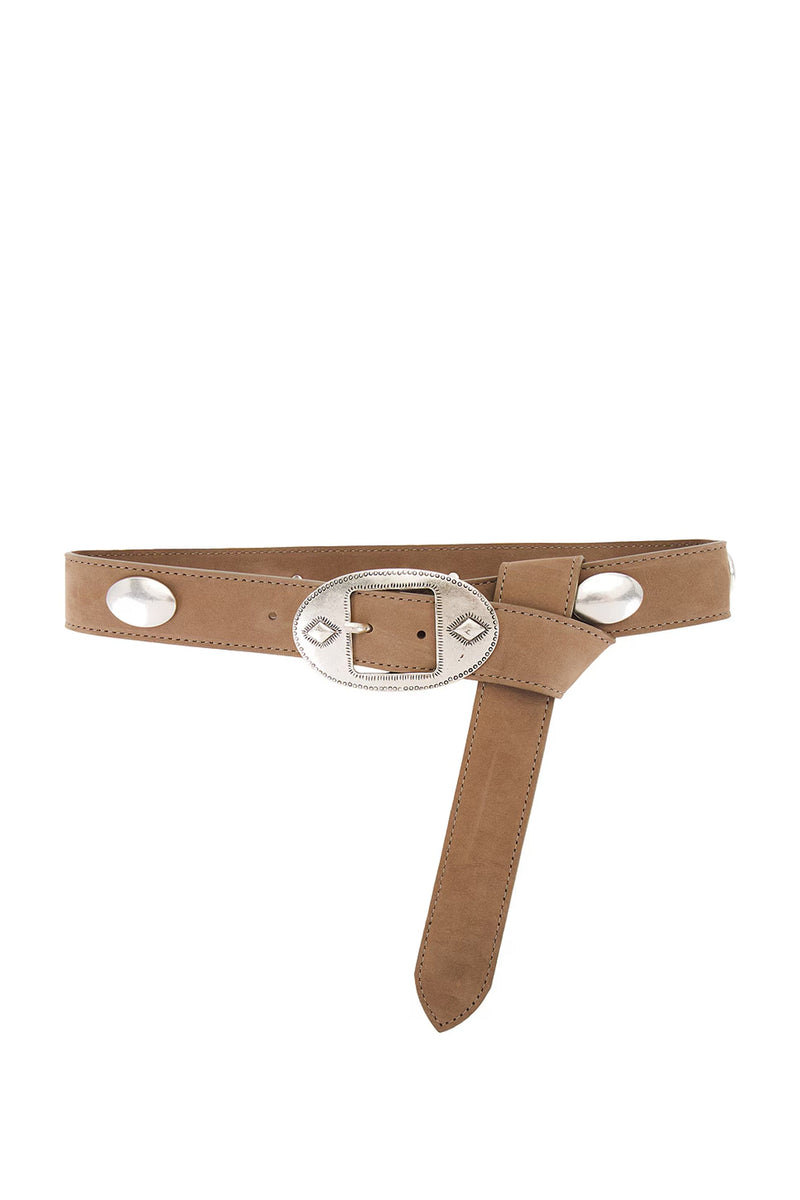 B-LOW THE BELT | Tucker Concho Nubuck - Taupe Silver