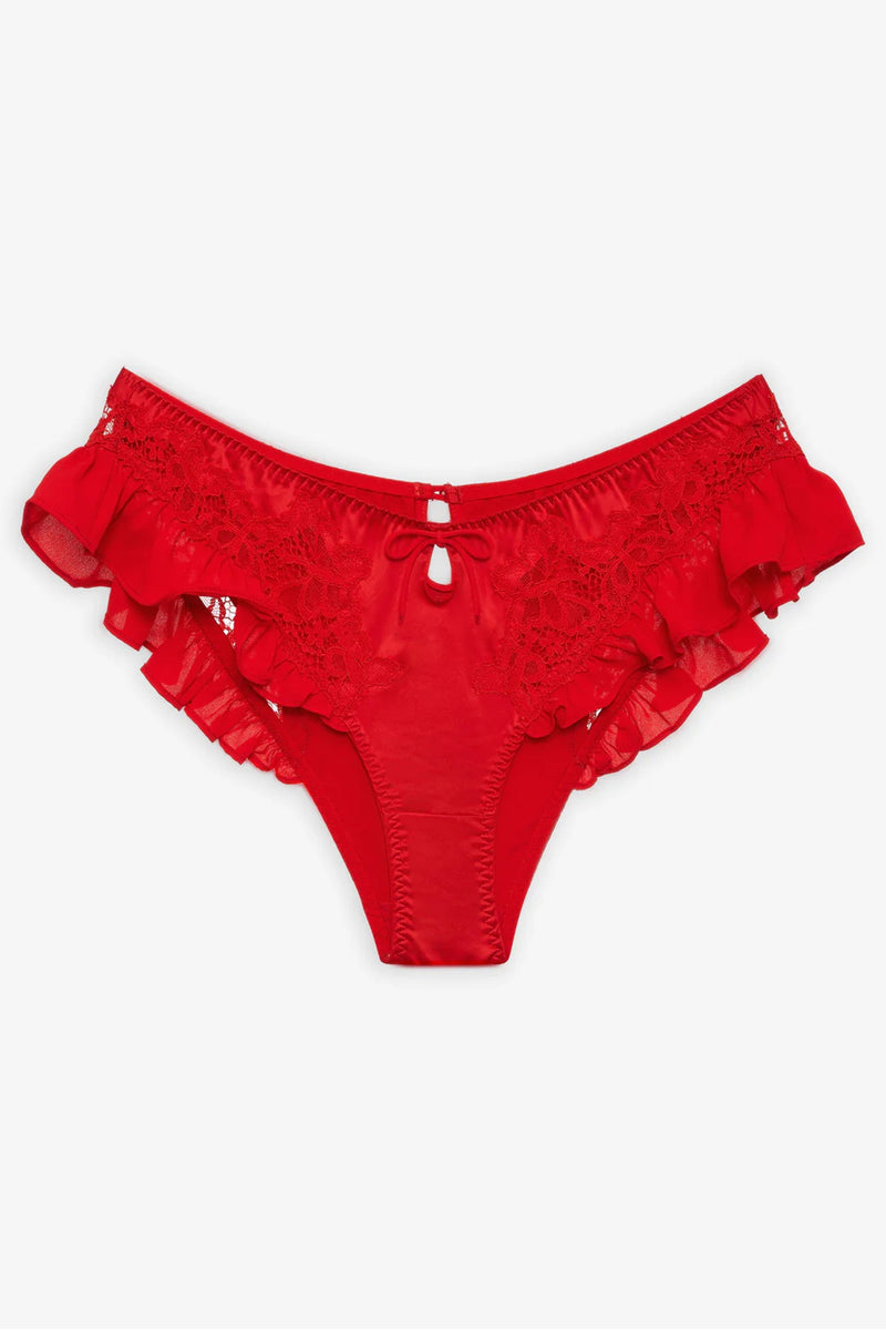 FOR LOVE & LEMONS | Butterfly Lace Ruffle Cheeky Panty - Red