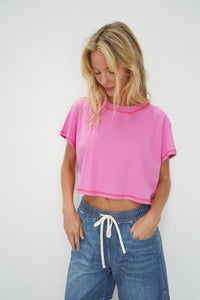 LNA | Leni Cropped Tee - Bright Pink