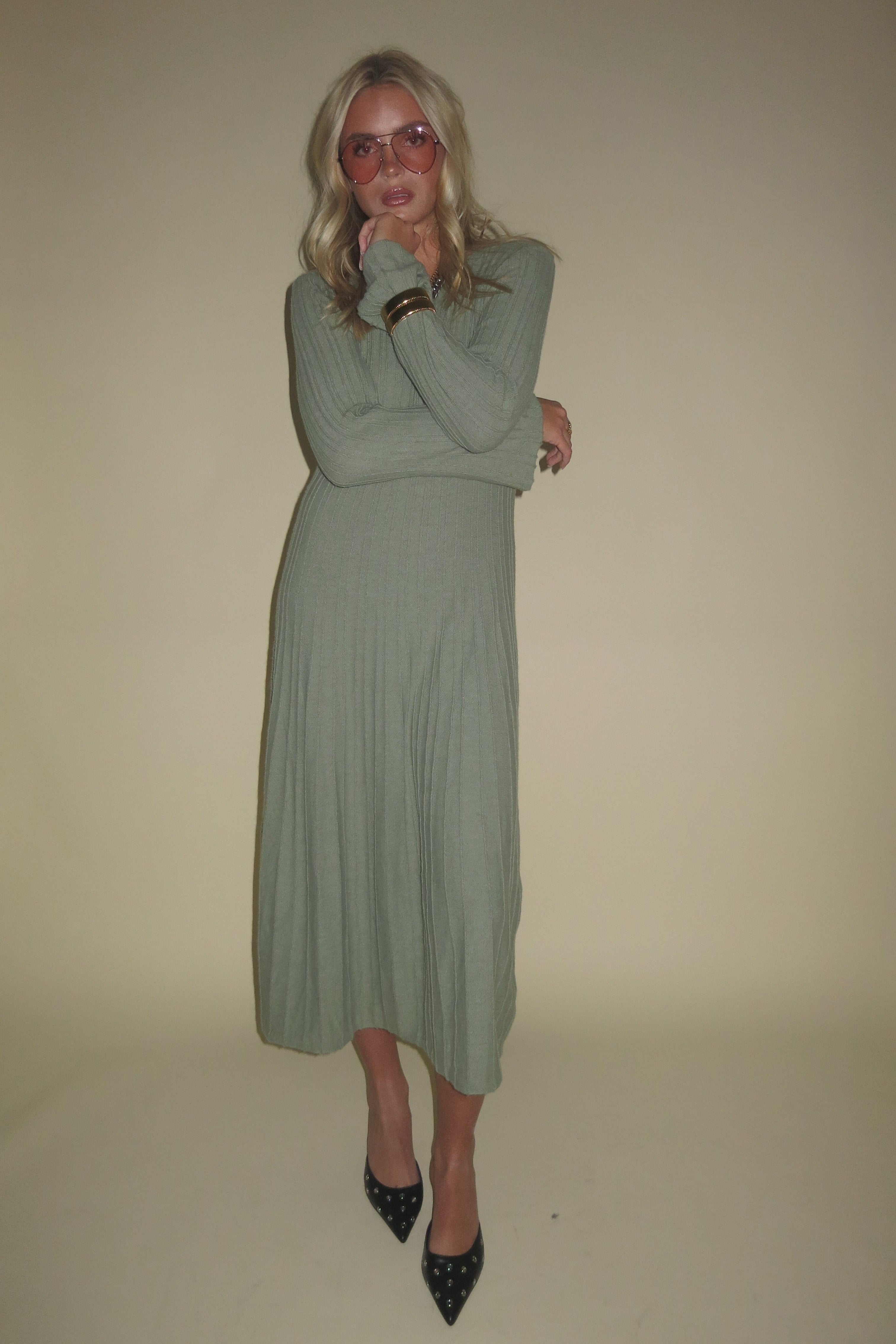 ONLINE ONLY | Jayne Knit Dress - Sage Scarlet Clothing ONLINE ONLY | Jayne Knit Dress - Sage Scarlet Clothing