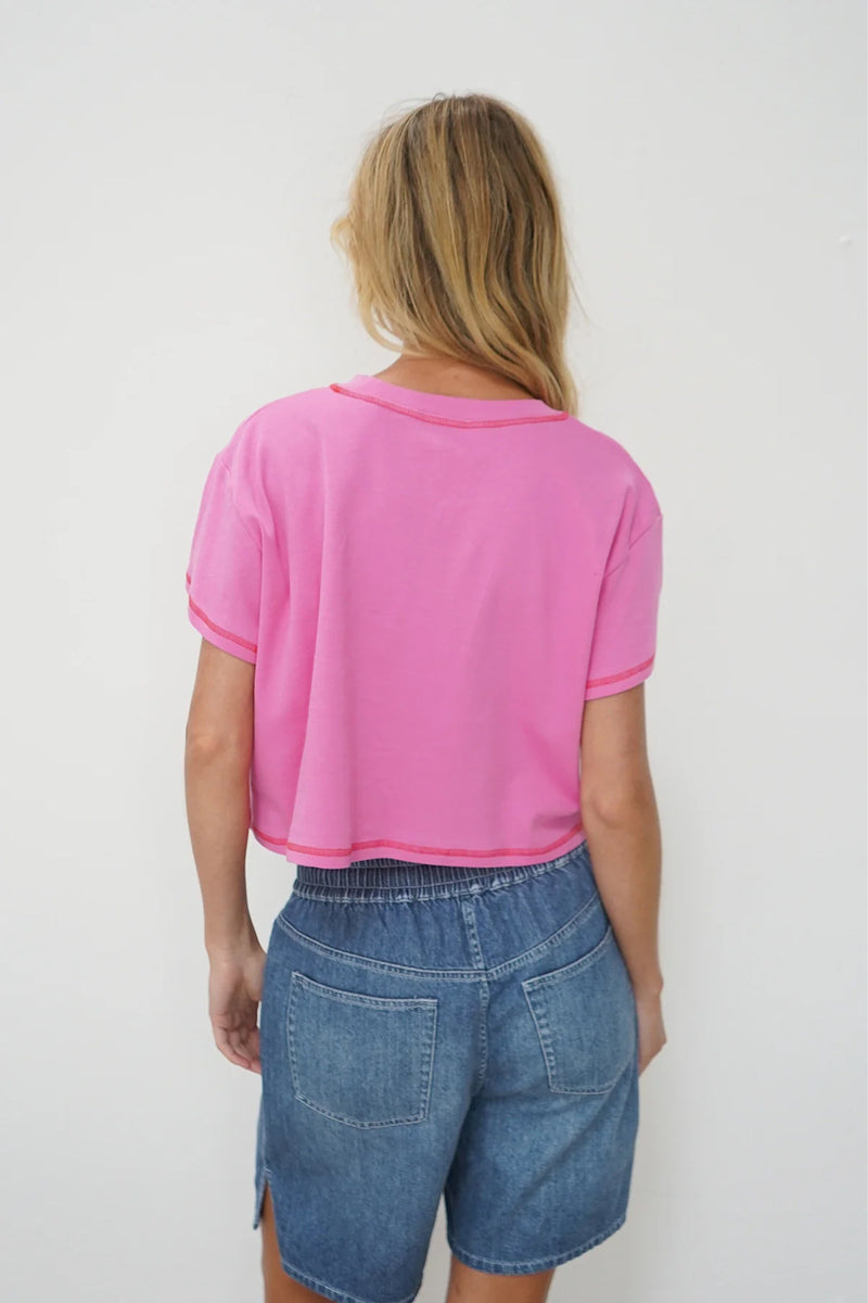 LNA | Leni Cropped Tee - Bright Pink